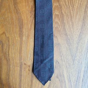 Hermès Tie - Brown with Blue Squares